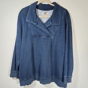 Vintage Lands' End Serious Sweats Blue Sweatshirt Women’s 2X 20W-22W 90s Y2K